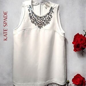 Kate Spade Rhinestone Embellished Camisole Too - Soft White - Sz 4 (EUC)